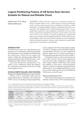 Logical Partitioning Feature of CB Series Xeon Servers Suitable for Robust and Reliable Cloud