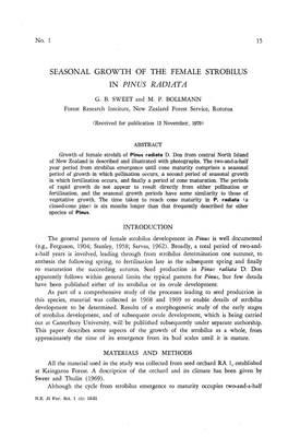 Seasonal Growth of the Female Strobilus in Pinus Radiata