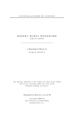 Robert Burns Woodward 1917–1979