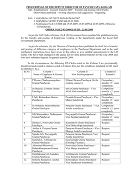 Proceedings of the Deputy Director of Panchayats