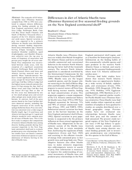 Differences in Diet of Atlantic Bluefin Tuna