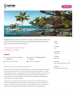 ROMANTIC GETAWAY (11551) Tokoriki Island Resort