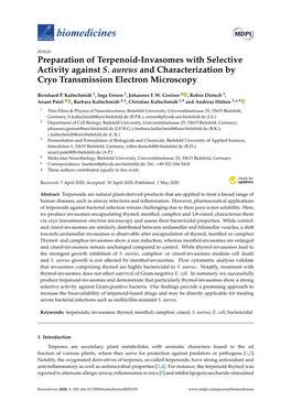 Preparation of Terpenoid-Invasomes with Selective Activity Against S