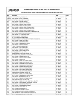 Skus No Longer Covered by MAP Policy for Mobile Products