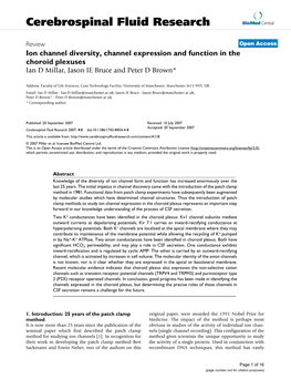 Cerebrospinal Fluid Research Biomed Central