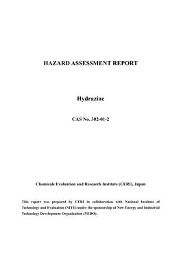 HAZARD ASSESSMENT REPORT Hydrazine