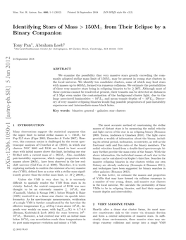 Identifying Stars of Mass> 150 Msun from Their Eclipse by a Binary