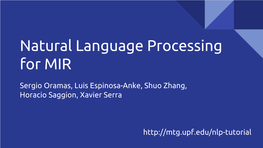 Natural Language Processing for MIR