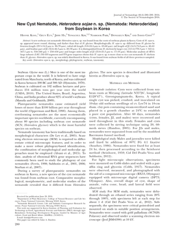 New Cyst Nematode, Heterodera Sojae N. Sp