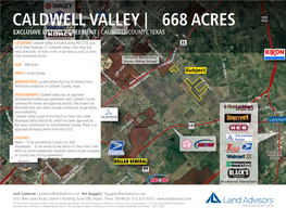 Caldwell Valley Is Located Along Fmg 2720, Justl G 21 a N TU H R T I I S L Off of State Highway 21