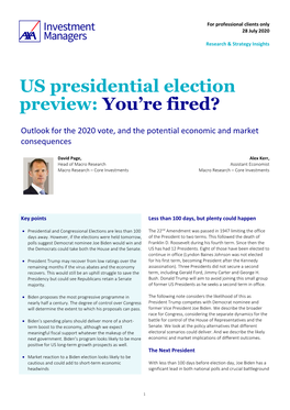 US Presidential Election Preview: You're Fired?