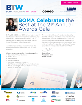 BOMA Celebrates the Best at the 21St Annual Awards Gala