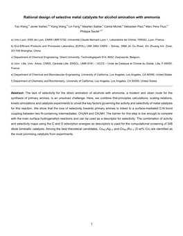 Rational Design of Selective Metal Catalysts for Alcohol Amination with Ammonia