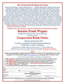 Senator Frank Wagner Candidate for Reelection to the Virginia State Senate