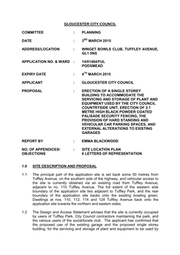 Winget Bowls Club, Tuffley Avenue, Gl1 5Ns Application No. & Ward