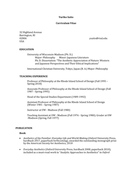 Yuriko Saito's CV