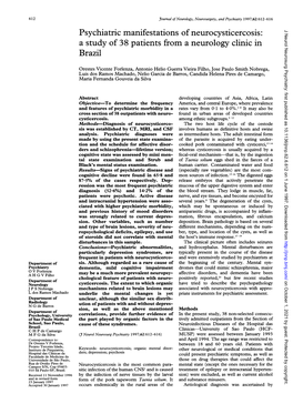 Psychiatric Manifestations Ofneurocysticercosis: a Study of 38