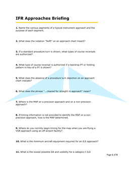 IFR Approaches Briefing