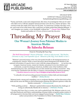 Threading My Prayer Rug One Woman’S Journey from Pakistani Muslim to American Muslim by Sabeeha Rehman