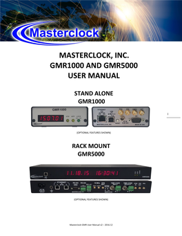 Masterclock, Inc. Gmr1000 and Gmr5000 User Manual