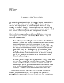 Vigenere Cryptography