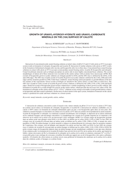 Growth of Uranyl-Hydroxy-Hydrate and Uranyl-Carbonate Minerals on the (104) Surface of Calcite