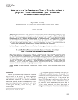 And Trissolcus Simoni Mayr (Hym.: Scelionidae) at Three Constant Temperatures