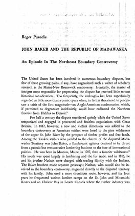 John Baker and the Republic of Madawaska