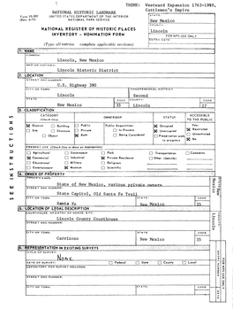 Westward Expansion 1763-1838, NATIONAL HISTORIC LANDMARK Form 10-300 UNITED STATES DEPARTMENT of the INTERIOR STATE: (Rev