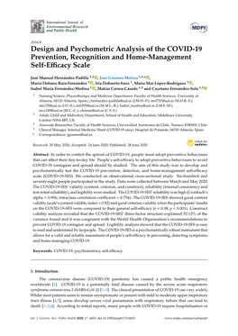 Design and Psychometric Analysis of the COVID-19 Prevention, Recognition and Home-Management Self-Eﬃcacy Scale