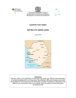 Sierra Leone COUNTRY FACT SHEET