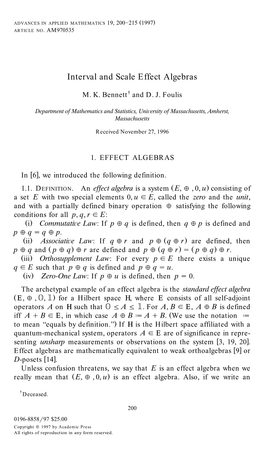 Interval and Scale Effect Algebras