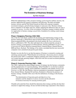 The Evolution of Business Strategy