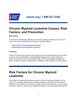 Chronic Myeloid Leukemia Causes, Risk Factors, and Prevention Risk Factors