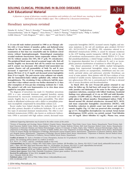 Hereditary Xerocytosis Revisited