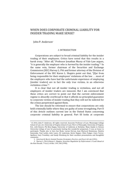 When Does Corporate Criminal Liability for Insider Trading Make Sense?