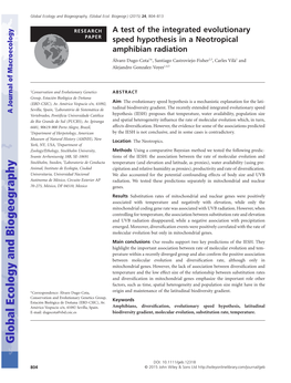 A Test of the Integrated Evolutionary Speed Hypothesis in a Neotropical