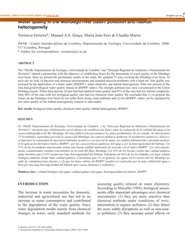 Water Quality in the Mondego River Basin: Pollution and Habitatprovided by Diposit Digital De Documents De La UAB Heterogeneity