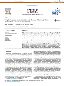 Targeted Expression, Purification, and Cleavage of Fusion Proteins From