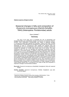 Seasonal Changes in Composition Of