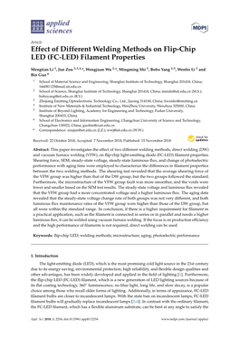 Effect of Different Welding Methods on Flip-Chip LED (FC-LED) Filament Properties