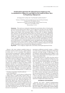 Zanthoxylum Piperitum DC Ethanol Extract Suppresses Fat Accumulation in Adipocytes and High Fat Diet-Induced Obese Mice by Regulating Adipogenesis