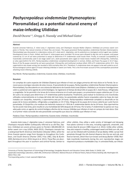 As a Potential Natural Enemy of Maize-Infesting Ulidiidae David Owens1,*, Gregg S