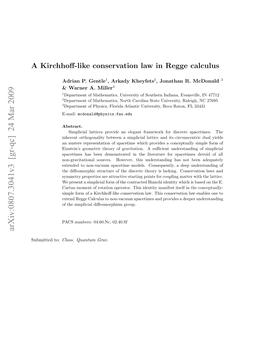 A Kirchhoff-Like Conservation Law in Regge Calculus