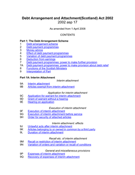 Debt Arrangement and Attachment (Scotland) Act 2002