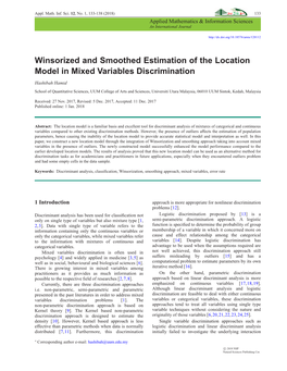 Winsorized and Smoothed Estimation of the Location Model in Mixed Variables Discrimination