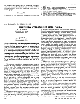 An Overview of Tropical Fruit Uses in Florida