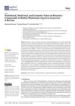 Agaricus Bisporus): a Review