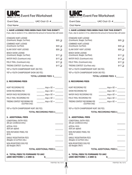 Event Fee Worksheet Event Fee Worksheet