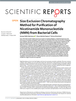 NMN) from Bacterial Cells Published: Xx Xx Xxxx George Cătălin Marinescu 1,2, Roua-Gabriela Popescu1,2 & Anca Dinischiotu1